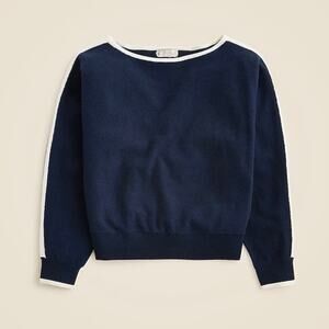 J.Crew Cashmere Contrast Stripe Sweater Navy Ivory Size XXS NWOT